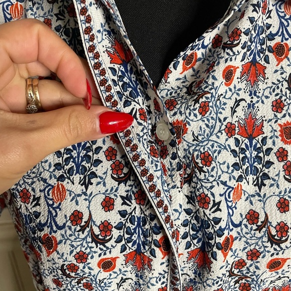 Max Studio Floral Ruffle Sleeve Midi Dress - Blue and orange size Medium - Picture 8 of 15